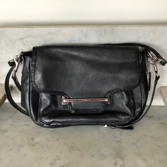 COACH Taylor Black Leather Marin Satchel Tote Shoulder Bag Vintage - Picture 6 of 15